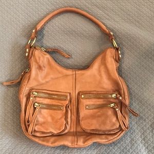 Linea Pelle Camel colored leather handbag